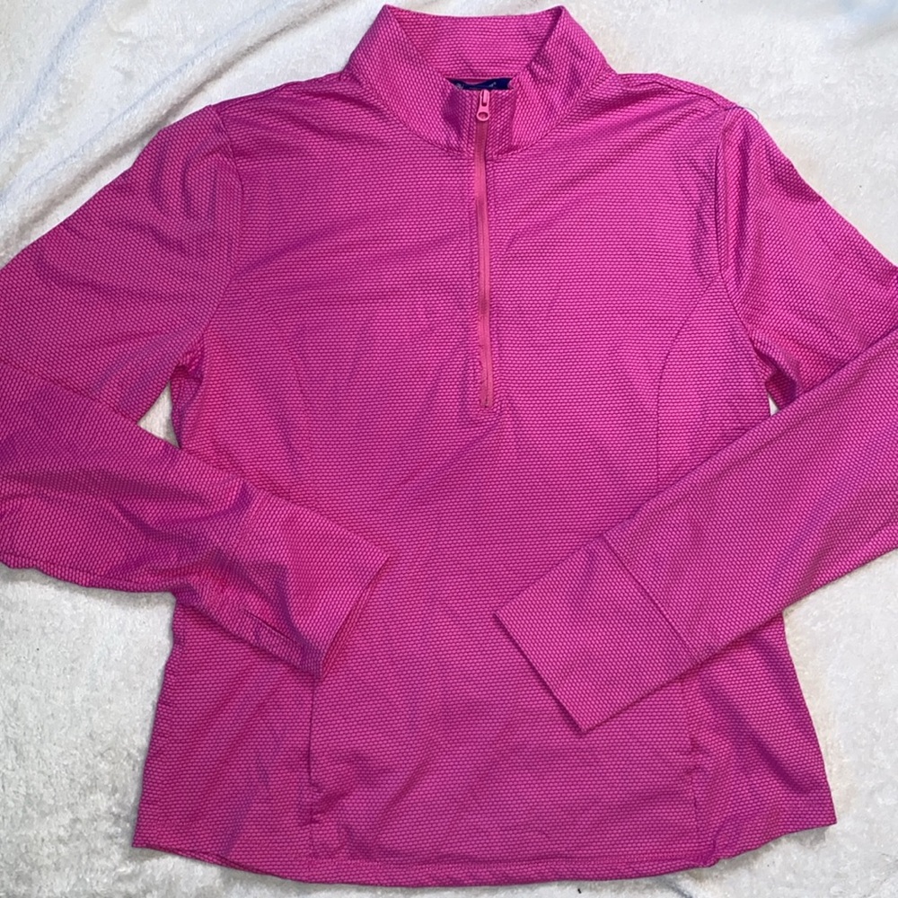 Tommy Bahama Active women’s hot pink fuschia 1/2 zip performance top Sz L - Picture 10 of 10